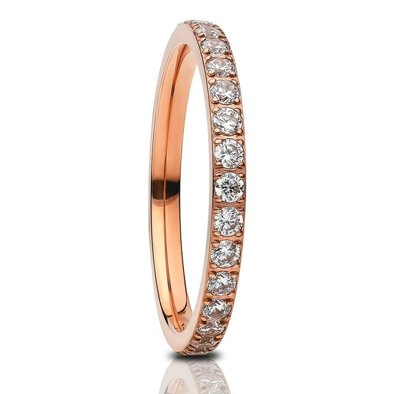 Rose Gold Eternity Ring,Titanium Ring,CZ Wedding Ring,Ladies Wedding Ring,Anniversary Ring,Engagement Ring