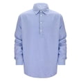 thumbnail image 4 of Camisas Casuales Para Hombre Camisa sólida informal de verano para hombre Camisa de manga larga con cuello levantado Camisa superior (Blue, XL), 4 of 7