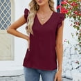 thumbnail image 2 of ZyeKqe Dressy Casual Tops for Women Ruffle Cap Sleeve Shirts Casual V Neck Tank Tops Loose Fitted Summer Top, 2 of 6