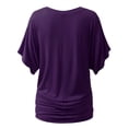thumbnail image 3 of Doublju Womens Short Kimono Sleeve V Neck Dolman Drape Shirts With Plus Size, 3 of 4