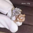 thumbnail image 5 of 18K Rose Gold Filled AAA Cz Wedding Rose Flower Band Womens 925 Silver Size 6-10, 5 of 6