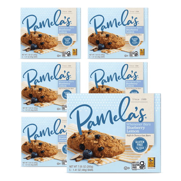 Pamela's Gluten-Free Blueberry Lemon Whenever Bar, 7.05 oz Box (Pack of 6)