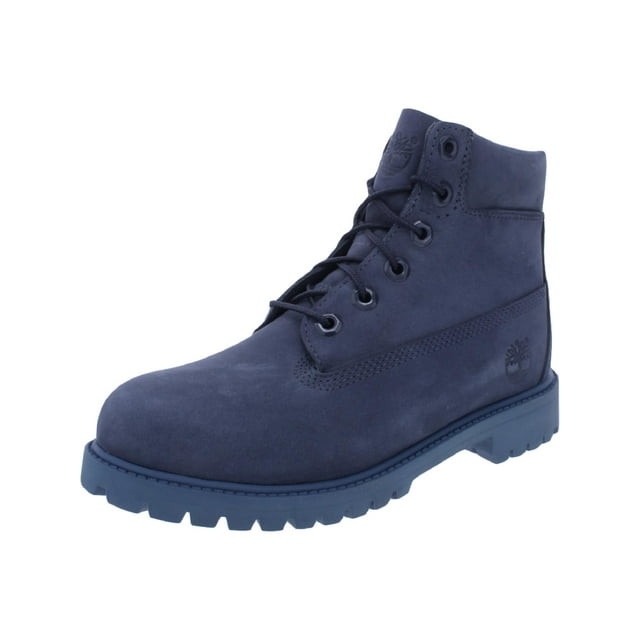 Timberland Boys Leather Lace Up Ankle Boots Blue 4 Medium (D) Big Kid