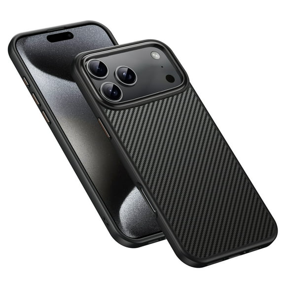 Allytechgroup iPhone 17 Pro Magnetic Case, Compatible with Magsafe Accessories Slim Rugged Carbon Fiber Scratch-Proof Drop Protection Phone Case for Apple iPhone 17 Pro, Black