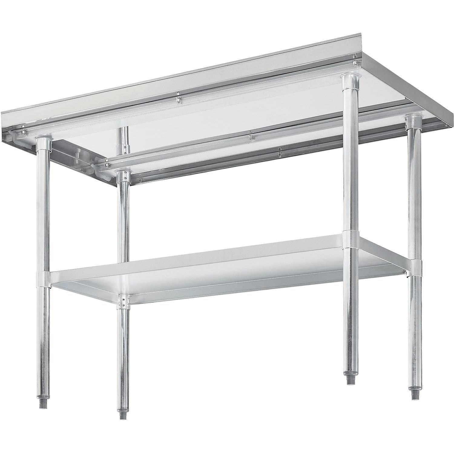 Ningbo Yinzhou Haisland Machinery 493603 18 Gauge 430 Series Stainless Global Industrial Workbench with Shelf & 2 in. Backsplash - 48 x 30 in.