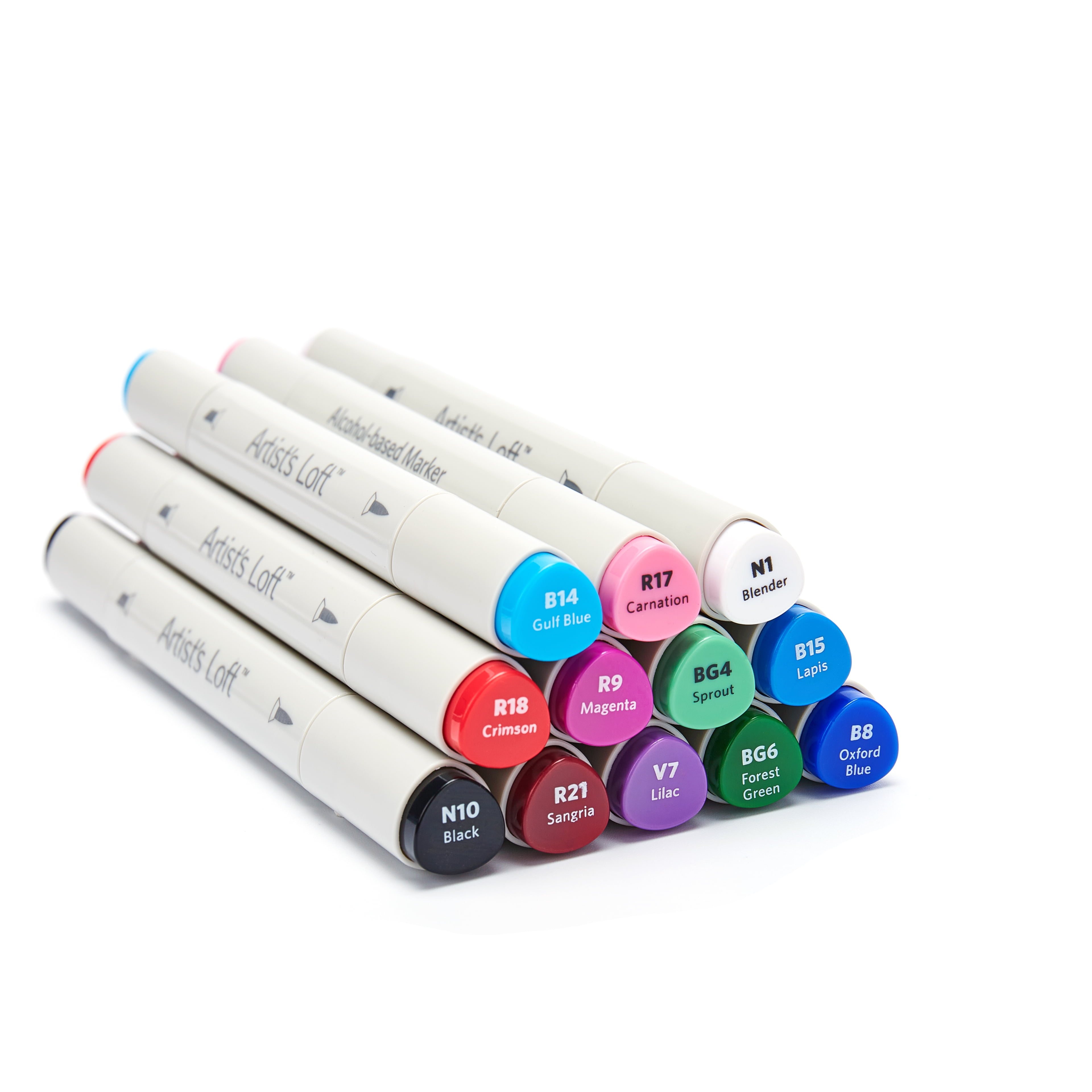 Artist's Loft Assorted Dual Tip Jewel Tone Sketch Markers - Alcohol-Based, Blendable Ink with Brush & Chisel Tips - Quick Drying, Layering & Shading, 6 Pack