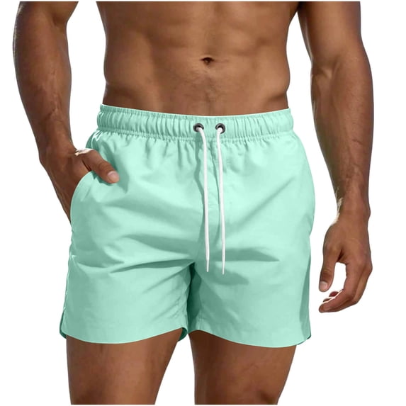 Umfun Quick Dry Drawstring Elastic Waist Beach Shorts for Men Casual Vacation Trousers - Lightweight Swim Trunks for Summer Daily Wear.