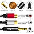 thumbnail image 4 of Cable Yeung Qee de 3,5 mm macho a 2 conectores RCA hembra de 3 m, 4 of 6
