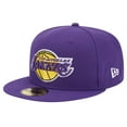 thumbnail image 3 of Men's New Era Purple Los Angeles Lakers Court Sport Leather Applique 59FIFTY Fitted Hat, 3 of 6