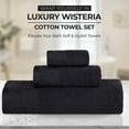 thumbnail image 4 of Superior Wisteria Floral Cotton Bath Towels, Set of 2, Black/ Black, 4 of 8