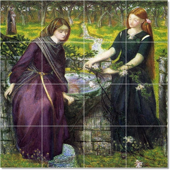 Ceramic Tile Mural-Dante Gabriel Rossetti Mythology Tile Mural Traditional Home Renovate. 17" w x 17" h using (16) 4.25 x 4.25 ceramic tiles