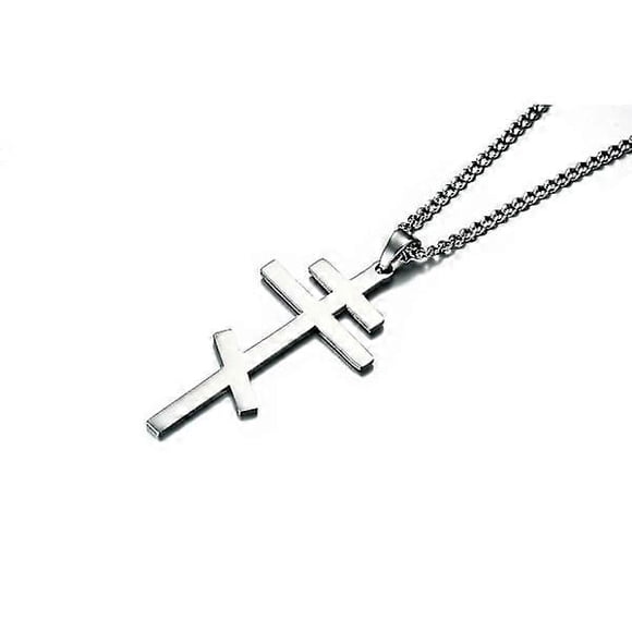 Vantage Orthodox Cross Pendant Necklace for Men - Christian Symbol Stainless Steel Byzantine Cross Jewelry [GGL] silver