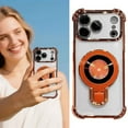 thumbnail image 2 of iPhone 17promax Case with Ring Stand 360°Ring Holder Kickstand [Support Magnetic Car Mount] Luxury Rose Gold Plating Edge Slim Shockproof Protective Phone Case Cover for iPhone 17promax, Orange, 2 of 6