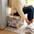 thumbnail image 3 of TSOVTHRID Stretch Ottoman Cover Square Ottoman Slipcovers for Foot Stool & Folding Storage Furniture with Nonslip Elastic Bottom for Living Room, Daisy Floral Marble Texture Print, 3 of 6
