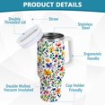 thumbnail image 2 of Yayeee 30oz Stainless Steel Tumbler with Straw and Handle Double-Wall Insulated Travel Water Bottle, Green Wildflower Pattern, 2 of 8