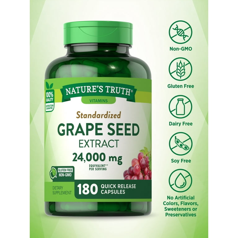 Grape Seed Extract | 24,000mg | 180 Capsules | Standardized