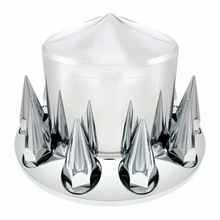 Truck Rear Axle - Pair Chrome Plastic Semi Truck Rear Wheel Axle Hub Covers / 33mm Thread On Caps