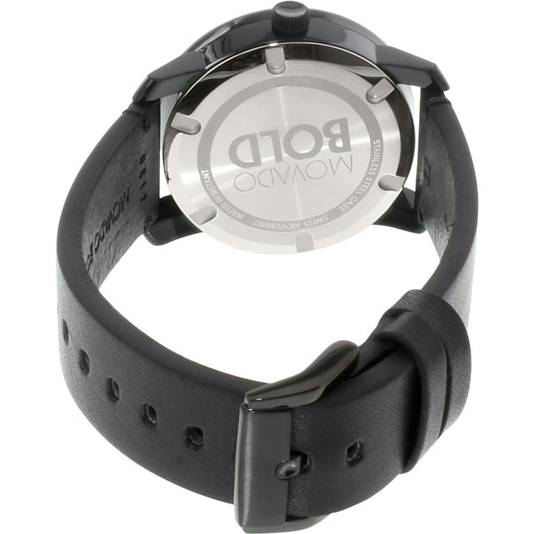 Movado Bold Quartz Black Dial Black Leather Men s Watch 3600307 Walmart