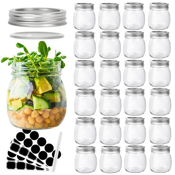 Frascos de vidrio Haneye, 300 ml, paquete de 24 con tapas regulares