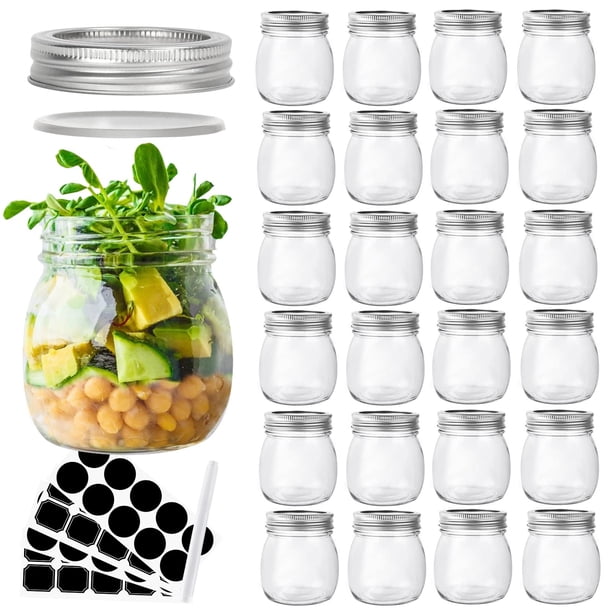 Frascos de vidrio Haneye, 300 ml, paquete de 24 con tapas regulares