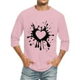 thumbnail image 2 of Jinhomg Mens Holiday T Shirt Novelty Valentine's Day Heart Print Tops Big and Tall Comfy 3/4 Sleeve Crew Neck Tees Holiday Dating Wear Pink XXXL, 2 of 6