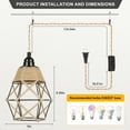 thumbnail image 3 of Motent Plug in Pendant Light Fixture, E26 Metal Lampshade with Twist Hemp Hanging Lights for Home Decor Dining Room Kitchen Island Living Room Bedroom, 3 of 7