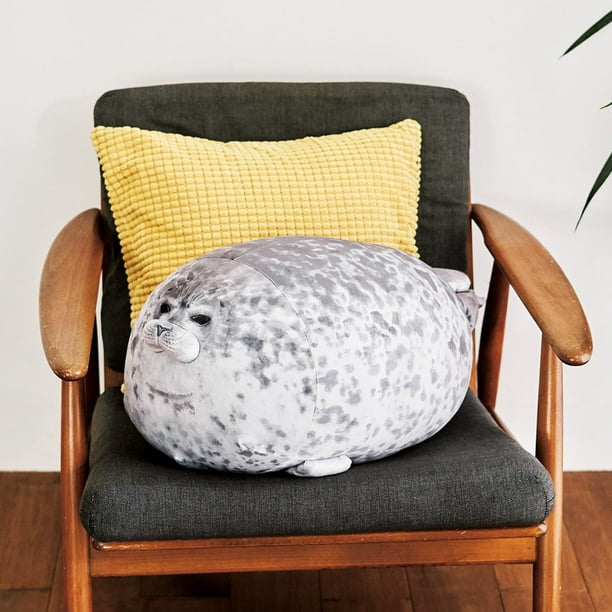 Almohada de animales de foca caliente de 60 cm almohada de foca Chubby Blobs juguete suave de foca lindo cojines de peluche de algodon cojines comodos y suaves con sello almohadas para