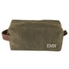 Personalized Men’s Waxed Canvas and Leather Dopp Kit, Olive Green