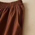 thumbnail image 6 of Women High Waist Cotton Linen Bloomers Solid Color Loose Wide Leg Casual Pants Coffee Size 2XL, 6 of 7