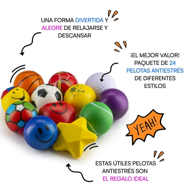 Pack De 24 Bolas Anti-estrés – Juguetes Sensoriales De TPR Para Aliviar Ansiedad En Niños Y Adultos – Regalo Creativo
