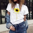 thumbnail image 4 of Wycnly Womens Shirts Plus Size Loose Fit Cute Tee Tops Summer Short Sleeve Crewneck Ladies Sunflower Print Tops and Blouses White l, 4 of 7
