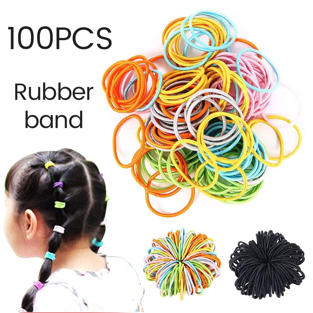 100Pcs/lot Women Girls Candy Colors Nylon 3CM Rubber Bands Children Safe Elastic Ponytail Holder Kids Hair Accessories