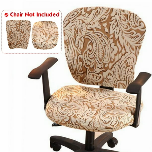 Stretch Jacquard Office Computer Chair Seat Covers Removable Washable Anti Dust Desk Cushion Protectors Split Universal Rotating Slipcover Com Computer Chair Seat Covers, Leopard Print Office Chair Cover