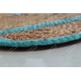 thumbnail image 5 of Area Rug Natural Jute Hand Braided Rug Turquoise Scalloped Runner, 5 of 8
