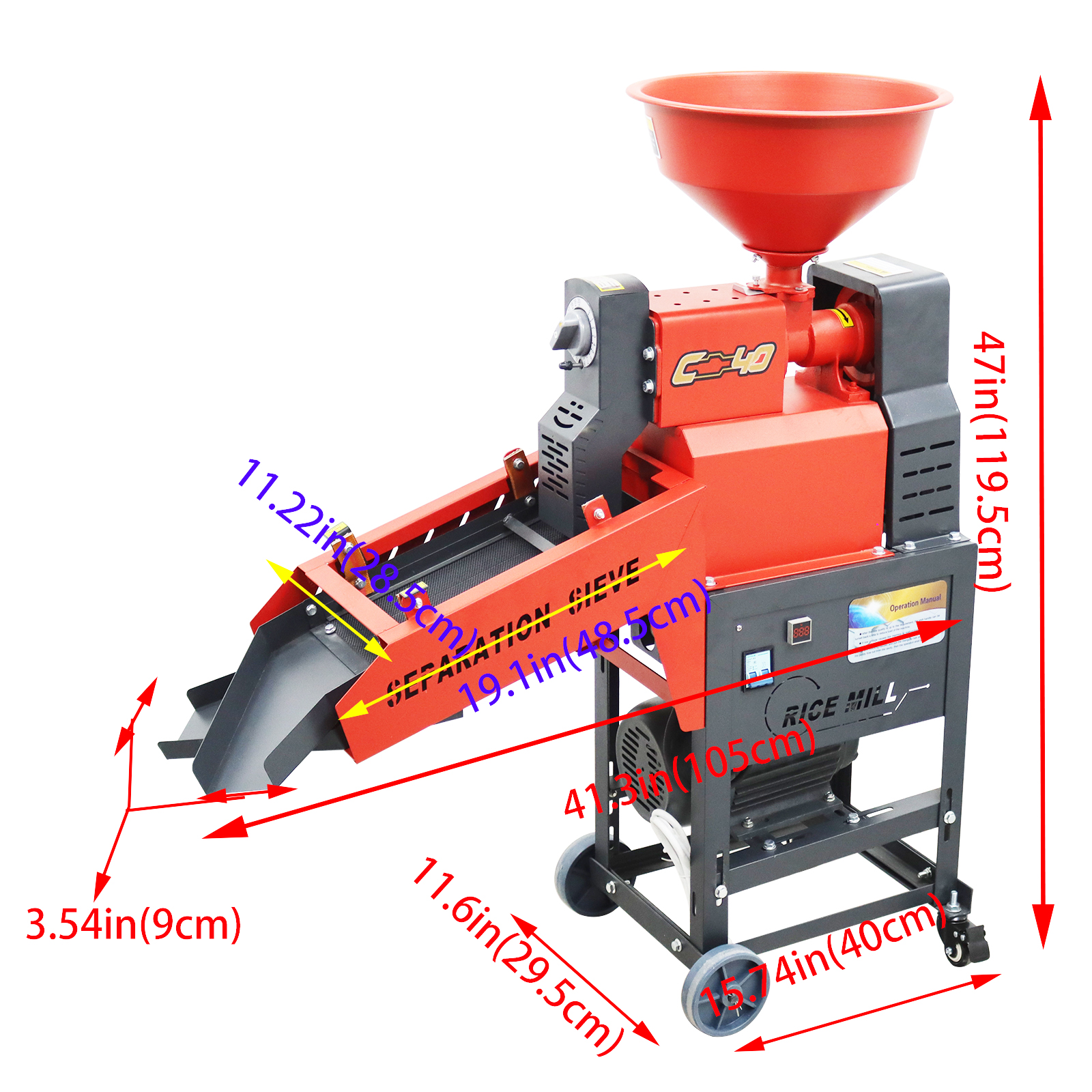 Electric Wheat Cereals Sheller Huller Rice Mill with Vibrating Screen 30-170KG/H 220V