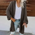 thumbnail image 2 of IROINNID Women's Mid-Length Cardigan Coat Solid Color Long Sleeve Autumn And Winter Sweater Coat Cardigan Pocket Clothing Loose Tops, Dark Gray, 2 of 6
