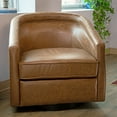 thumbnail image 2 of Wovenbyrd Caitlyn Classic Barrel Swivel Chair, Wood and Metal Frame - Walnut Faux Leather, 2 of 15