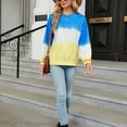 thumbnail image 6 of gbyLJF Women's Oversized Crew Neck Tie Dye Sweatshirts with No Hood Plus Size Casual Color Block Pullover Tops Blue S, 6 of 7