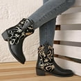 thumbnail image 6 of Babysbule Womens Shoes Women Fashion Embroidered Cowboy Riding Boots Casual Warm Middle Heels Middle Tube Short Boots Shoes, 6 of 9