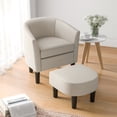 thumbnail image 3 of Costway Barrel Club Chair with Ottoman Set Footrest Curved Back & Removable Seat Cushion Beige, 3 of 10