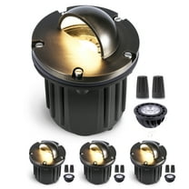 Gardenreet Brass Well Lights Landscape Led In Ground, Outdoor 12V LED Low Voltage Landscape Garden Lights with 5W MR16 LED Bulb 2700K Warm White(Beacon Top) 4 Pack