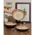 thumbnail image 5 of Stoneware Dinnerware Sets Service for 4, 12 pcs Reactive Glaze Plates and Bowls Sets, Handmade Ceramic Dish Set, Highly Chip and Crack Resistant Modern Plate Set, Brown Green, 5 of 7