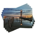 thumbnail image 1 of Ambesonne Colorful Place Mats Set of 4, Lighthouse Calm Dusk, Standard Size, Multicolor, 1 of 6