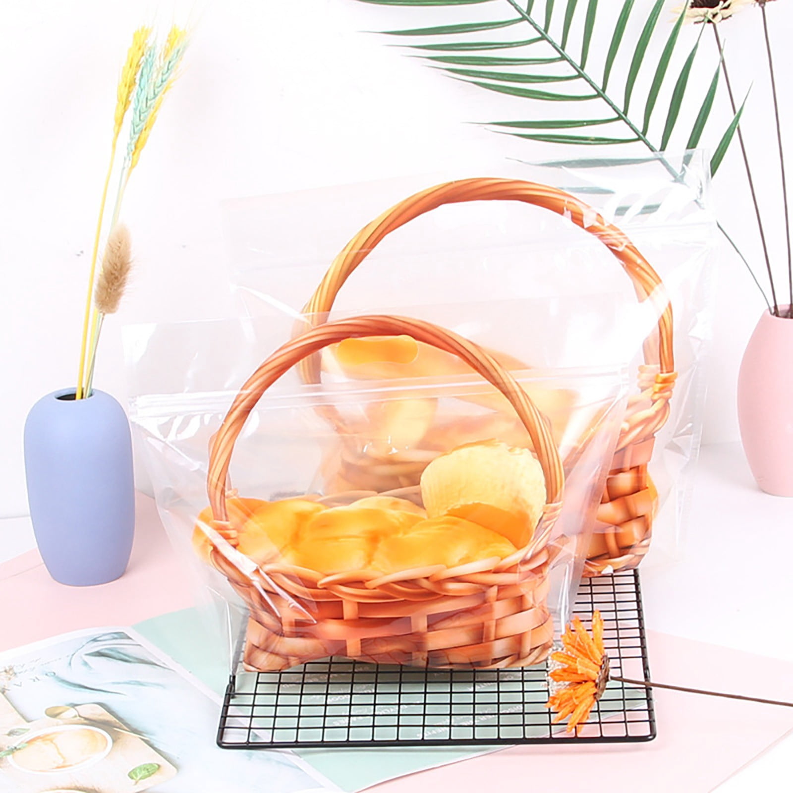 Mini Woven Baskets with Handles,Miniature Easter Rattan Flower Basket for Dollhouse,Party Favors,Arts and Crafts,School Projects