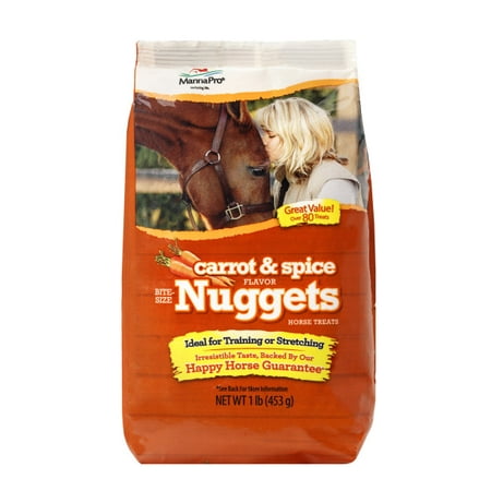 Horse Nugget - Manna Pro Bite Size Nuggets Horse Treats, Carrot & Spice, 1 lb.