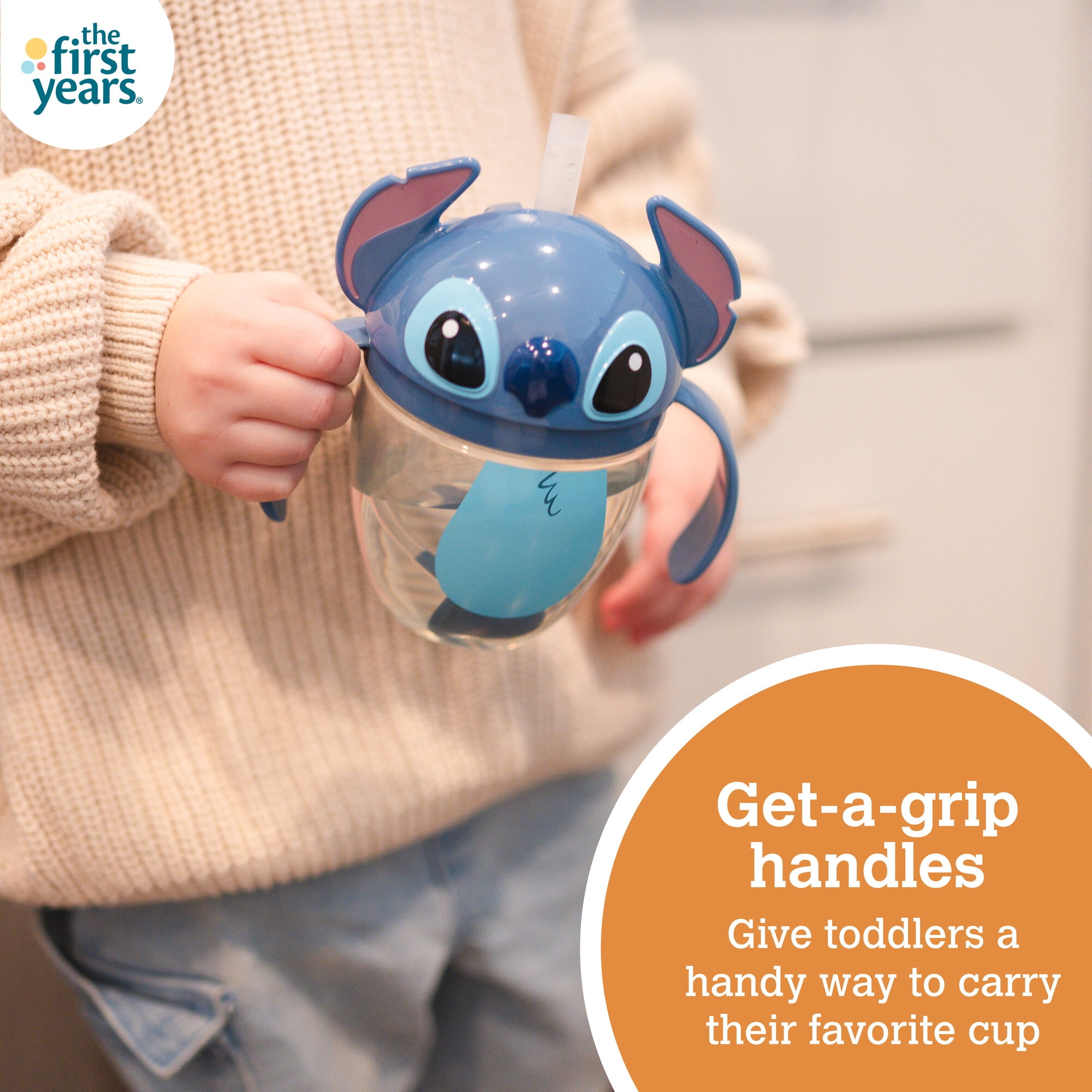The First Years 7oz Stitch Spill Proof Weighted Straw Trainer Sippy Cup - 6 Months and up