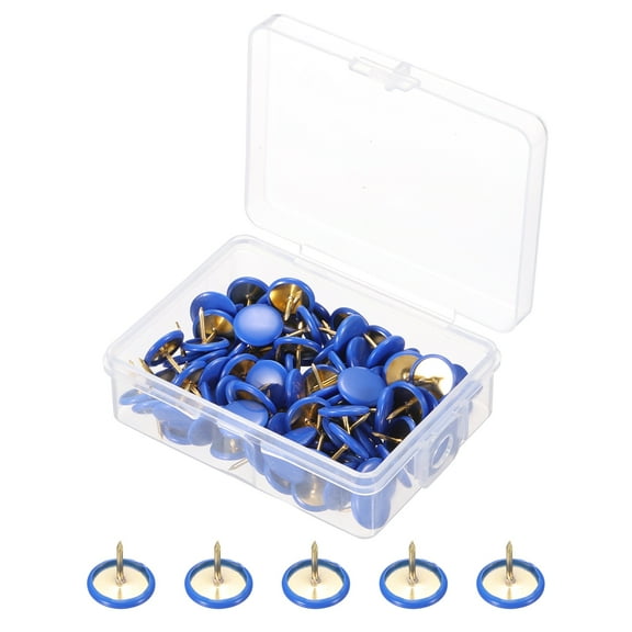 Uxcell Roundness Push Pins, 200 Pcs Thumb Tacks Plastic Decorative Pins for CorkBoard, Picture, DIY for Home, Office, Blue