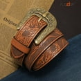 thumbnail image 4 of SUOSDEY Western Belts for Women Men Brown Cowgirl Cowboy Leather Belts for Jeans Xmas Gift, 4 of 7