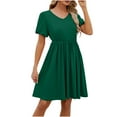 thumbnail image 4 of BUIgtTklOP Women's Short Sleeved Solid Color Loose Fitting T-shirt Round Neck Pajama Dress, 4 of 6