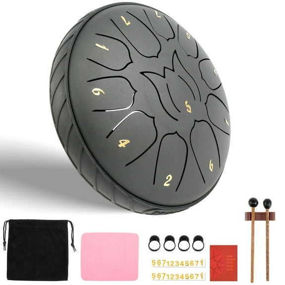 Steel Tongue Drum 11 Notes Tongue Drum 6 inch Small Hand Pan Drum Rustproof Percussion Instrument Sound Healing Tank Drum for Meditation Yoga Musical Education